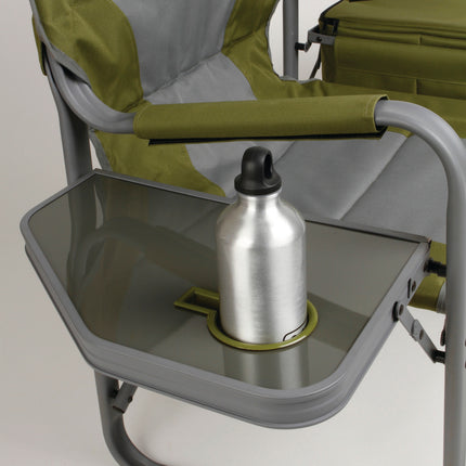 Director's Chair with Side Table and 9 Can Soft Cooler, Holds up to 350 lbs, Green/Grey