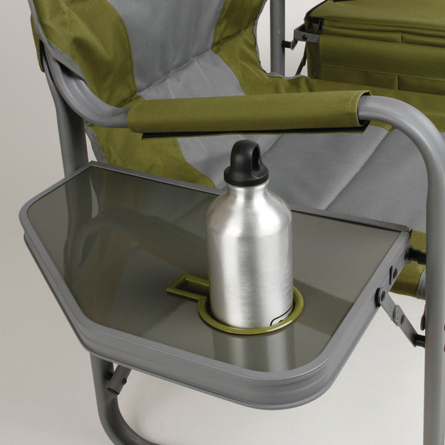 Director's Chair with Side Table and 9 Can Soft Cooler, Holds up to 350 lbs, Green/Grey