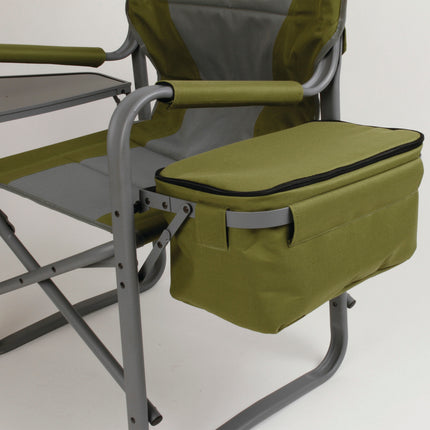 Director's Chair with Side Table and 9 Can Soft Cooler, Holds up to 350 lbs, Green/Grey